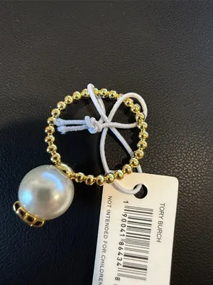 Tory Burch | Gold Plated & Pearl Beaded Band Ring | Size 7 thumbnail 3