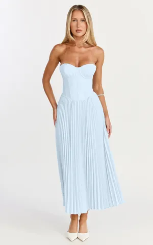 New Showpo Loretta Midi Dress Lace Up Back Bustier Pleated Dress MSRP $129 thumbnail 3