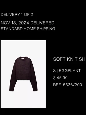 Zara Eggplant Soft knit short sweater thumbnail 2