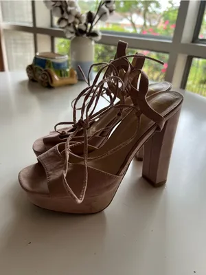 Lulu's Women's Size 7 Saucy Suede Platform Lace-Up Heels Dusty Pink‎ Block Heel thumbnail 10