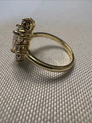Gold-Tone Clear Crystal Halo Cocktail Ring thumbnail 3