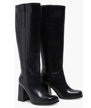 Free People Naomi Tall Leather Boots, Black, Size 6.5 New w/Tag, w/o Box thumbnail 1