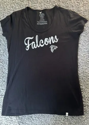 47 Brand Atlanta Falcons Womens Scoop Neck T-Shirt Black Size XL thumbnail 1