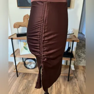 Lioness Original Sin Satin Mini Dress Garnet One Shoulder Ruched Party XS thumbnail 9