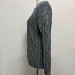 Trendy Queen Sweater S Blue Gray Cable Knit Oversized Crew Neck Minma Neutral thumbnail 3