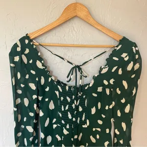 Reformation Remi Green and‎ Cream Splatter Print Cottagecore Mini Dress sz 0 thumbnail 9