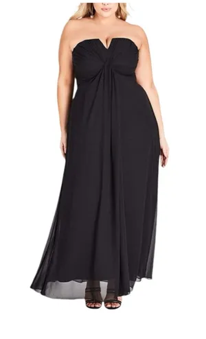 City chic‎ serene chiffon black strapless maxi dress Sz 16 thumbnail 1