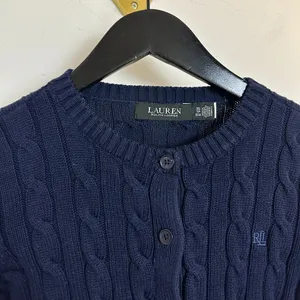 Lauren Ralph Lauren Cable-Knit Cotton Cardigan Sweater in Navy Size X-Small thumbnail 3