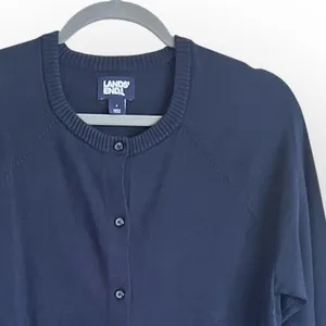 NEW Land’s End Classic Cardigan sweater, navy blue, size S, relaxed fit thumbnail 7