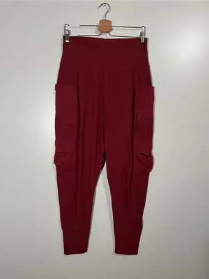 Free People Movement Take A Hike Harem Pants Cargo Pockets Brick Red Size Medium thumbnail 3