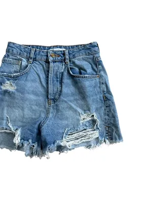ZARA Cutoff Distressed Denim Shorts Size 2 thumbnail 4