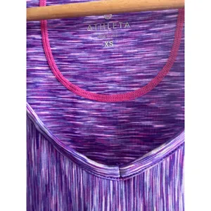 Athleta Space Dye Purple Pink Racerback Running‎ Tank Top XS Zipper Pocket thumbnail 3