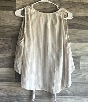 Free People Cream Sleeveless Tie-Front Tank Top thumbnail 9