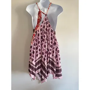 Intimately Free People Dress Small Pink Boho‎ Halter Handkerchief Hem Festival thumbnail 2