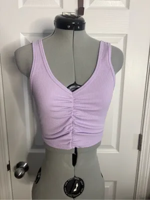 Garage ribbed ruched crop top, XS thumbnail 2