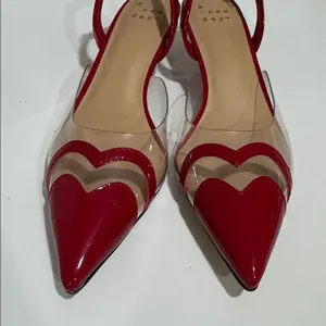 A New Day Red and Clear Heart Heels NWOT thumbnail 2