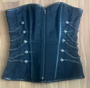 Spirit Halloween Skeleton Royalty Black Corset Top Chain Goth Steampunk Size M thumbnail 1