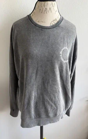 Supply & Demand Washed Grey Gothic Graphic‎ Sweatshirt Womens Medium thumbnail 1