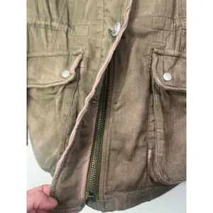 Free People Washed Olive Distressed Surplus Utility Jacket Pink Faded Small thumbnail 9