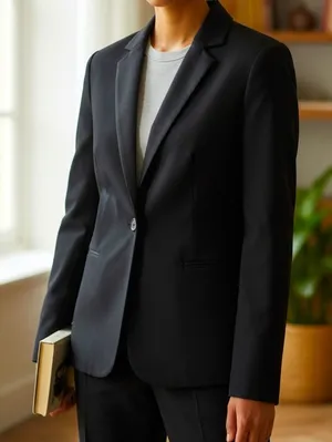 Theory‎ Andy Navy Blue One Button Classic Fitted Blazer thumbnail 1