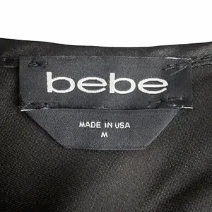 Y2K bebe Black Satin Slip Dress M Cowl Neck Mini Going Out Made USA Minimalist thumbnail 8