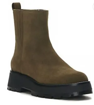 New! Vince Camuto‎ Neframes Leather Bootie Olive Green Lug Sole Sz 8.5 $189 thumbnail 1