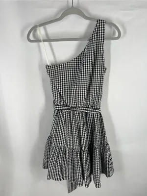 Vineyard Vines Black & White Gingham One-Shoulder Dress thumbnail 10