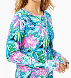 Lilly Pulitzer floral Blythe Pullover Luxletic blue pink size‎ XXS thumbnail 1