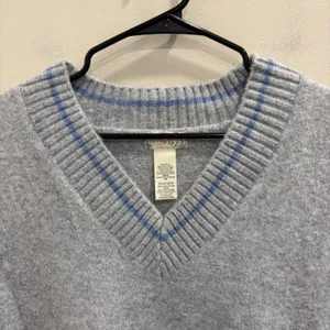 Free People‎ All Star Stripe Poncho Vest Gray Blue V-Neck Side Tie Tassels OS thumbnail 6