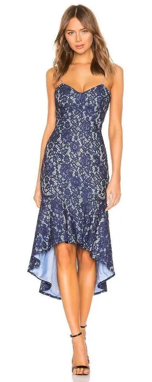 About Us Women's Angeline High Low Mermaid Ruffle Dress In Indigo Size XS NWT thumbnail 1