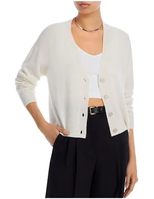 NWT Aqua Cashmere V-Neck Button Up Cardigan Sweater V10337 Ash Off White 2XL thumbnail 1