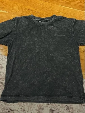 Champion T-Shirt Acid Wash Black Crew Neck Tee Top Womens Logo Medium thumbnail 6