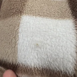Hollister Womens Small Cropped Fleece Hoodie Jacket Plaid Beige Brown Full Zip thumbnail 10
