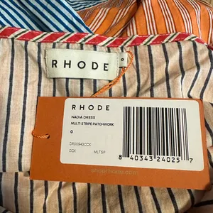 RHODE Nadia Maxi Dress Multi Stripe Patchwork Cotton Size 0 NWT thumbnail 7