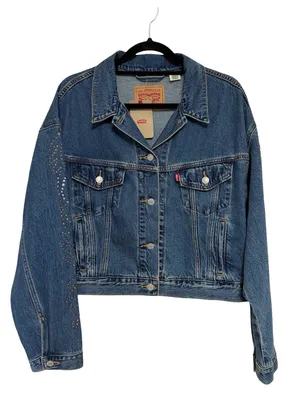 NEW Levi’s Shrunken '90s Bling Solargenic Cropped Trucker Jacket - Size XL thumbnail 4
