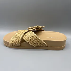 Marc Fisher Welti Slides Size 8.5 Mules Woven Raffia Buckle Boho Platform Sandal thumbnail 7