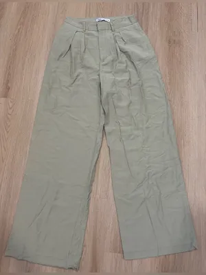 Zara Green Wide Leg Work Pants thumbnail 1