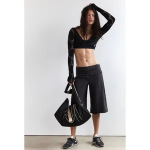 Free People Movement Say The Word Shrug Black XS/S Pointelle Lace Thumbhole Crop thumbnail 3
