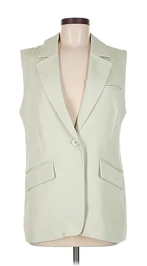 Prettygarden Women's Size Small Sleeveless Vest Light Sage Green One Button 7106 thumbnail 1
