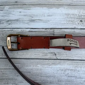 Fossil Leather Belt Size L 36.5" Brown Boho Chevron Whipstitch Western Festival thumbnail 8