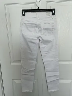 Paige Low Rise Verdugo Crop w/Raw Hem Stretch Jeans Artica White Size 24 thumbnail 3