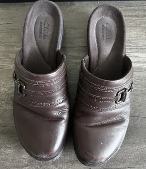 Clarks Collection Shoes Womens Size 8.5M Leather Mule Slip On Comfort Loafer‎ thumbnail 1