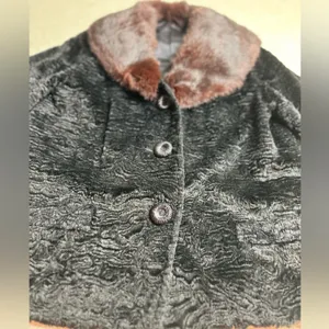 Vintage Teddy Jacket with Real Fur Collar - Black and Brown thumbnail 4