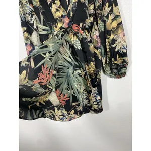 Miss Avenue Long Sleeve Black Floral Printed High Low Dress Size Medium Romantic thumbnail 3