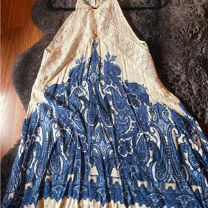 FREE PEOPLE Elegant Blue and White Women's Dress thumbnail 4