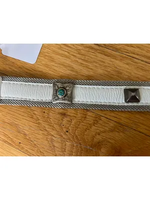 Leather Belt with Decorative Buckle and metal mesh accent thumbnail 4