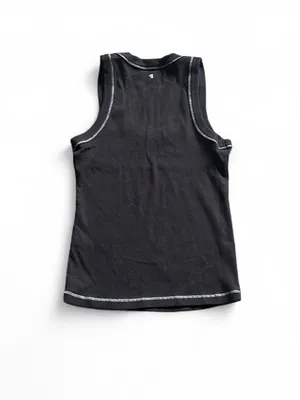 Pilcro Sunny Scoop Neck Icon Tank Black w White Contrast Stitching Sz XS Ribbed thumbnail 4