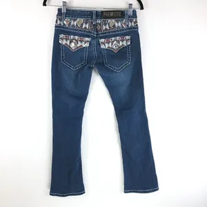 Premire by Rue 21 Womens Jeans Slim Boot Embroidered Dark Wash 1/2S thumbnail 2