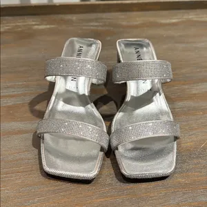 Anne Klein Women’s Sandals Size 5 New Silver Rhinestone‎ Block Heel Dressy thumbnail 5