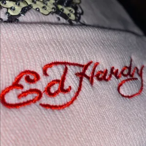 Ed Hardy Beanie embroidered and rhinestones in Blush Pink thumbnail 2